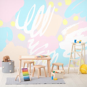 3D Graffiti Zoete Kleuren R1083 Verwijderbaar Behang Zelfklevend Behang Extra Grote Peel &Stick Wallpaper Wallpaper Mural AJ WALLPAPERS