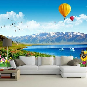 3D montaña y lago N90 extraíble fondo de pantalla autoadhesivo papel pintado extra grande Peel & Stick Wallpaper Wallpaper Mural AJ WALLPAPERS