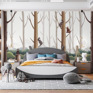 3D Wald Tiere L1538 Ablösbare Tapete selbstklebende Tapete Extra große Peel & Stick Wallpaper Tapete Wandbild AJ HINTERGRUNDBILDER