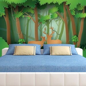 3D Cartoon Green Forest R5149 abnehmbare Tapete selbstklebend Tapete extra groß Peel & Stick Tapete Tapete Wandbild AJ WALLPAPERS