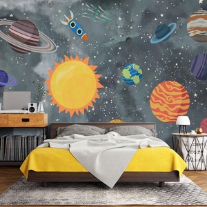 3D Cartoon Universum L1744 Ablösbare Tapete selbstklebende Tapete Extra große Peel & Stick Wallpaper Wallpaper Wandbild AJ HINTERGRUNDBILDER