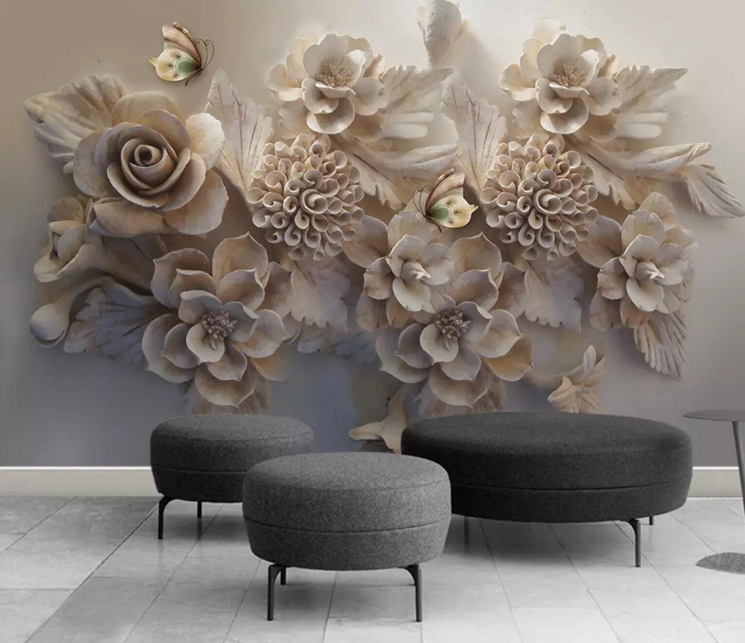 Buy KATHIYAWADI 3D Flower Wall Sticker, Flower Arranging & Vase Wall Decor  Sticker, Peel & Stick Wall Sticker