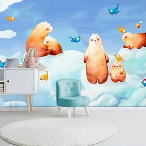 3D cartone animato orso MMM97 Carta da parati rimovibile auto adesivo Extra Large Peel & Stick Wallpaper Mural AJ WALLPAPERS