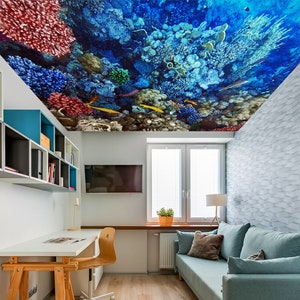3D Marine Coral Records CA2151 Papel tapiz de techo removible papel tapiz autoadhesivo grande pelado y pegado papel tapiz mural
