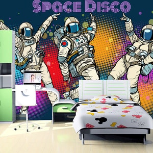 3D astronaut ruimte Disco A1750 verwisselbare wallpaper zelf klevende wallpaper extra grote Peel & stick Wallpaper Wallpaper muurschildering AJ WALLPAPERS