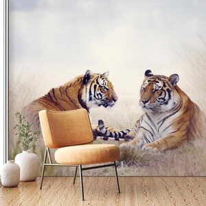 Papel de parede removível 3d animal tigre l2095, papel de parede autoadesivo, extra grande, casca e bastão, mural aj
