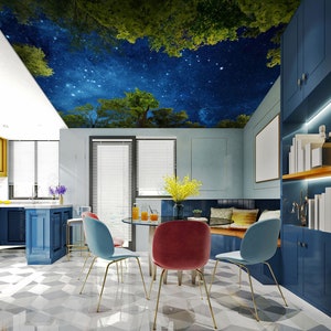 3D Starry Sky At Night CA295 Plafond Papier Peint Amovible Auto Adhésif Papier Peint Large Peel & Stick Papier Peint Mural AJ WALLPAPERS
