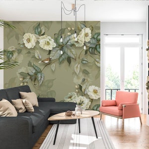 3D Vintage Flores Brancas L2486 Papel de Parede Removível Papel de Parede Autoadesivo Extra Grande Peel & Stick Papel de Parede Mural AJ PAPÉIS DE PAREDE