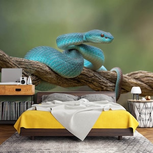 3D Tier Blaue Schlange L2727 Entfernbare Tapete Selbstklebende Tapete Extra Großes Wandbild zum Abziehen & Aufkleben AJ WALLPAPERS