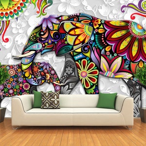 3D Elephant D119 Fonds d'écran amovible Auto-adhésif Fonds d'écran Extra Large Peel - Stick Wallpaper Wallpaper Mural AJ WALLPAPER Wallpaper AJ WALLPAPER Wallpaper AJ WALLPAPER