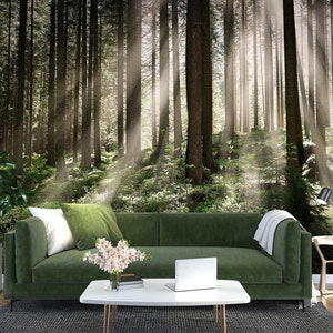 3D Wald Sonnenschein L2240 Entfernbare Tapete Selbstklebende Tapete Extra Großes Wandbild AJ WALLPAPERS