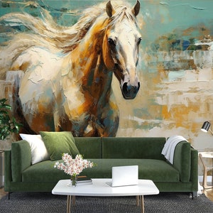 Pintura al óleo de caballo 3D L2494 Papel pintado removible Papel pintado autoadhesivo Papel pintado extra grande Peel & Stick Papel pintado Mural AJ WALLPAPERS