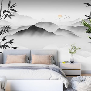3D Black Mountains L1172 Ablösbare Tapete selbstklebende Tapete Extra große Peel & Stick Wallpaper Tapete Wandbild AJ HINTERGRUNDBILDER