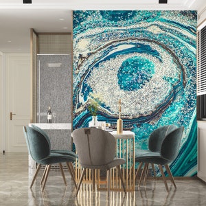 3D blauwe ogen L1429 verwisselbare wallpaper zelf klevende wallpaper extra grote Peel & Stick Wallpaper Wallpaper muurschildering AJ WALLPAPERS