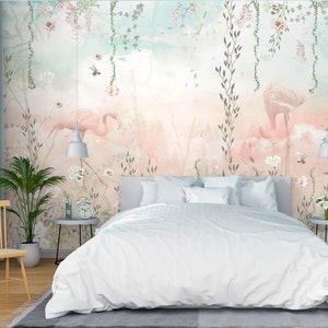 3D Animal Noble Flamingo L2453 Papel de parede removível Papel de parede autoadesivo Extra grande Peel & Stick Papel de parede Mural AJ PAPÉIS DE PAREDE