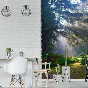 3D Forest Sunshine Hope R1220 Verwijderbaar Behang Zelfklevend Behang Extra Grote Peel &Stick Wallpaper Wallpaper Mural AJ WALLPAPERS