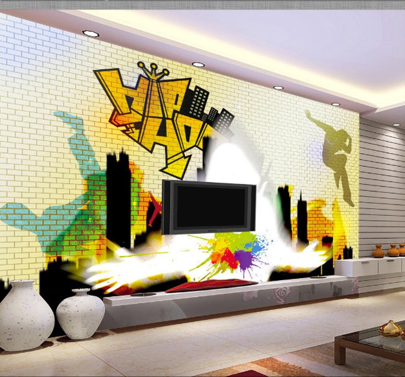 3D Hip Hop Graffiti C25 Removable Wallpaper Self Adhesive Wallpaper Extra Large Peel /& Stick Wallpaper Wallpaper Mural AJ WALLPAPERSS