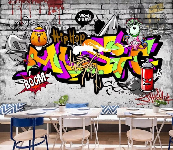 3d Hip Hop Graffiti R216 Removable Wallpaper Self Adhesive Etsy