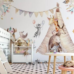 3D Cartoon dier MMM149 verwisselbare wallpaper zelf klevende wallpaper extra grote Peel & stick Wallpaper Wallpaper muurschildering AJ WALLPAPERS
