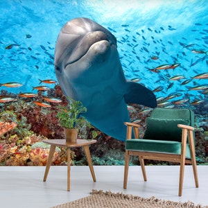 3D Dolphin Fun L1549 Papel pintado extraíble Papel tapiz autoadhesivo Extra grande Peel & Stick Papel tapiz Papel tapiz Mural AJ FONDOS DE PANTALLA