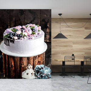 3D Lila Kuchen R6889 abnehmbare Tapete selbstklebend Tapete extra groß Peel & Stick Tapete Tapete Wandbild AJ WALLPAPERS