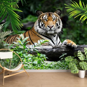 Papel de parede removível 3d animal tigre l1167, papel de parede autoadesivo, extra grande, casca e bastão, mural aj