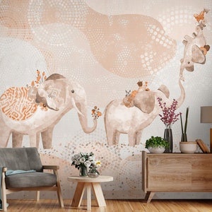 3D Animal Gentle Elephant L1500 Papier peint amovible Papier peint auto-adhésif Extra Large Peel & Stick Wallpaper Wallpaper Mural AJ WALLPAPERS