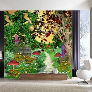 3D Garten Weg R4459 abnehmbare Tapete selbstklebend Tapete extra groß Peel & Stick Tapete Tapete Wandbild AJ WALLPAPERS