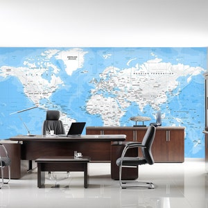 Arte 3D Mapa do Mundo Branco L1000 Papel de Parede Removível Papel de Parede Autoadesivo Extra Grande Peel & Stick Papel de Parede Mural AJ PAPÉIS DE PAREDE