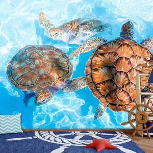 3D Trois Tortues L1776 Papier Peint Amovible Papier Peint Auto Adhésif Extra Large Peel & Stick Papier Peint Papier Peint Mural AJ WALLPAPERS