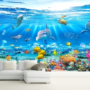 3D Podwodny Świat Ryb A237 Tapeta samoprzylepna Tapeta ekstra duża Tapeta samoprzylepna Tapeta ścienna AJ WALLPAPERS