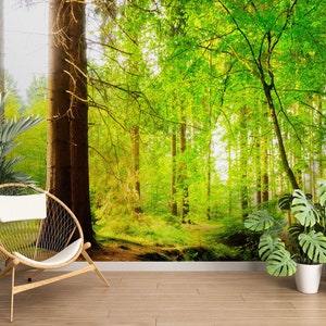3D Sommer Wald L1848 Ablösbare Tapete selbstklebende Tapete Extra große Peel & Stick Wallpaper Tapete Wandbild AJ HINTERGRUNDBILDER
