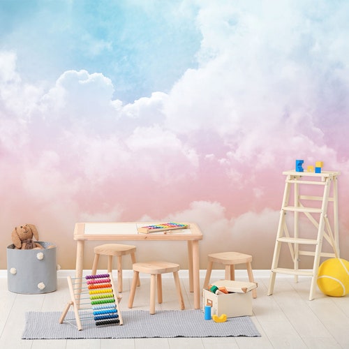 Wall Décor Home & Living 3D Fresh Light Blue Feather Pink Wallpaper