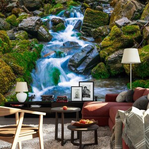 3D Light Blue Stream L1753 Papel tapiz extraíble Papel pintado autoadhesivo Extra grande Peel & Stick Papel tapiz Papel tapiz Mural AJ WALLPAPERS