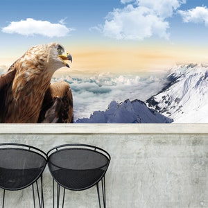 3D Snow Mountain Eagle R4743 Verwijderbaar Behang Zelfklevend Behang Extra Grote Peel &Stick Wallpaper Wallpaper Mural AJ WALLPAPERS