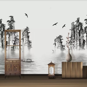 3D chinesischen Stil Landschaft N433 abnehmbare Tapete selbstklebende Tapete Extra große Peel & Stick Wallpaper Wallpaper Wandbild AJ WALLPAPERS