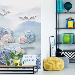 3D Mooie Blauwe Boom R1539 Verwijderbaar Behang Zelfklevend Behang Extra Grote Peel &Stick Wallpaper Wallpaper Mural AJ WALLPAPERS