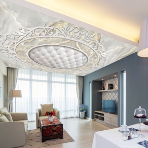 3D Edel Wit Ontwerp CA2170 Plafond behang Verwijderbare Zelfklevende Behang Grote Peel & Stick Behang Muurschildering AJ WALLPAPERS