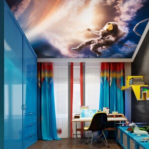 3D Astronaut's Exploration CA3370 Plafondbehang Verwijderbare Zelfklevende Behang Grote Peel & Stick Wallpaper Muurschildering
