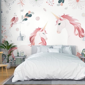 3D Animal Unicórnio L1754 Papel de Parede Removível Papel de Parede Autoadesivo Extra Grande Peel & Stick Papel de Parede Mural AJ PAPÉIS DE PAREDE
