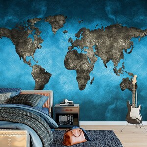 3d cinza escuro mapa do mundo l912 papel de parede removível auto adesivo extra grande casca & vara papel de parede mural aj papéis de parede