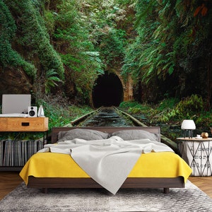 3D Wald Zug Tunnel L1691 Abnehmbare Tapete Selbstklebende Tapete Extra große Peel & Stick Wallpaper Wallpaper Wandbild AJ HINTERGRUNDBILDER