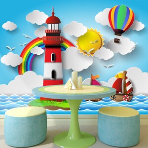 3D Cartoon Leuchtturm R11355 abnehmbare Tapete selbstklebend Tapete extra groß Peel & Stick Tapete Tapete Wandbild AJ WALLPAPERS