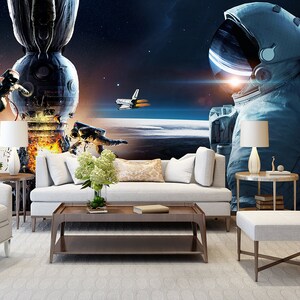 3D universe astronaut A1744 verwisselbare wallpaper zelf klevende wallpaper extra grote Peel & stick Wallpaper Wallpaper muurschildering AJ WALLPAPERS