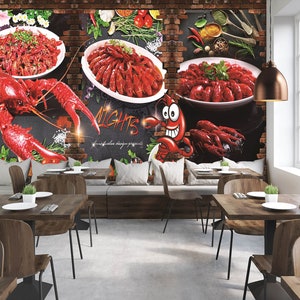3D Food Kreeft R1507 Verwijderbaar Behang Zelfklevend Behang Extra Grote Peel &Stick Wallpaper Wallpaper Mural AJ WALLPAPERS