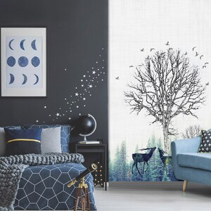 3D Winter Baum Malerei R1496 abnehmbare Tapete selbstklebend Tapete extra groß Peel & Stick Tapete Tapete Wandbild AJ WALLPAPERS