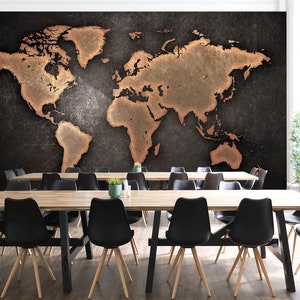 3D Metal World Map L909 Papel pintado extraíble Papel tapiz autoadhesivo Extra grande Peel & Stick Papel tapiz Papel tapiz Mural AJ FONDOS DE PANTALLA