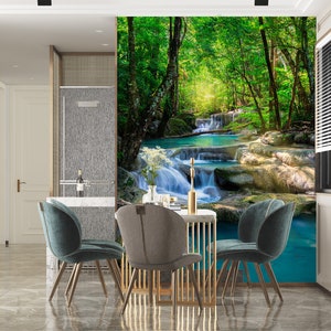 3D Forest Blue River L1377 Ablösbare Tapete selbstklebende Tapete Extra große Peel & Stick Wallpaper Tapete Wandbild AJ HINTERGRUNDBILDER