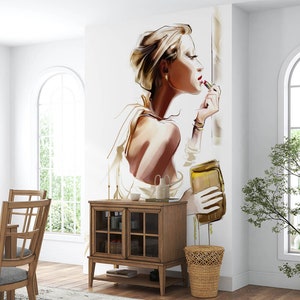 3d requintado mulher l2710 papel de parede removível auto adesivo extra grande casca & vara papel de parede mural aj papéis de parede