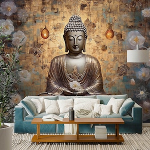 Estátua de Buda 3D L2621 Papel de parede removível papel de parede autoadesivo Extra Grande Peel & Stick Papel de parede Mural AJ PAPÉIS DE PAREDE